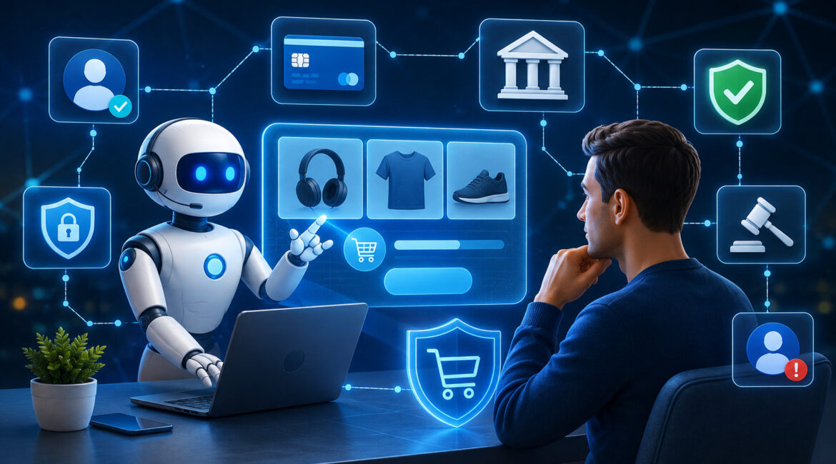 AI assistant securely completing an online purchase for a customer