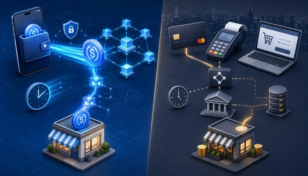 Stablecoin payments compared with traditional card settlement