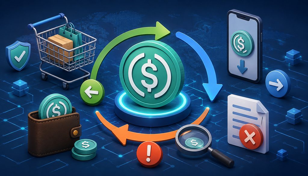 Stablecoin refunds, overpayments, and transaction errors illustration